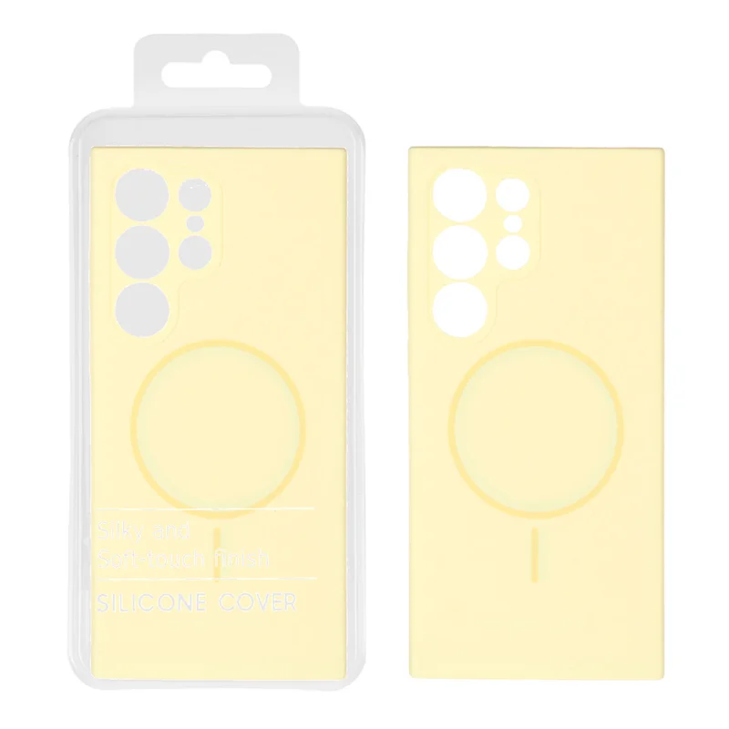 قاب سیلیکونی پاک کنی اورجینال Magsafe مدل Samsung Galaxy S23 Ultra - لیمویی (پک دار)