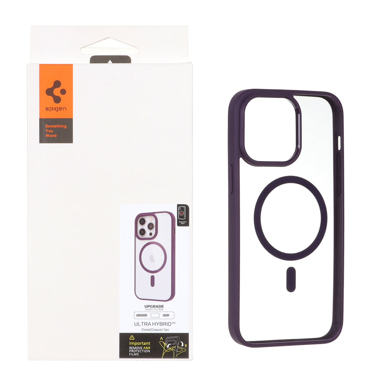 قاب اورجینال Magsafe Spigen با توری اسپیکر فلزی Apple iPhone 14 Pro Max - بنفش (پک دار)