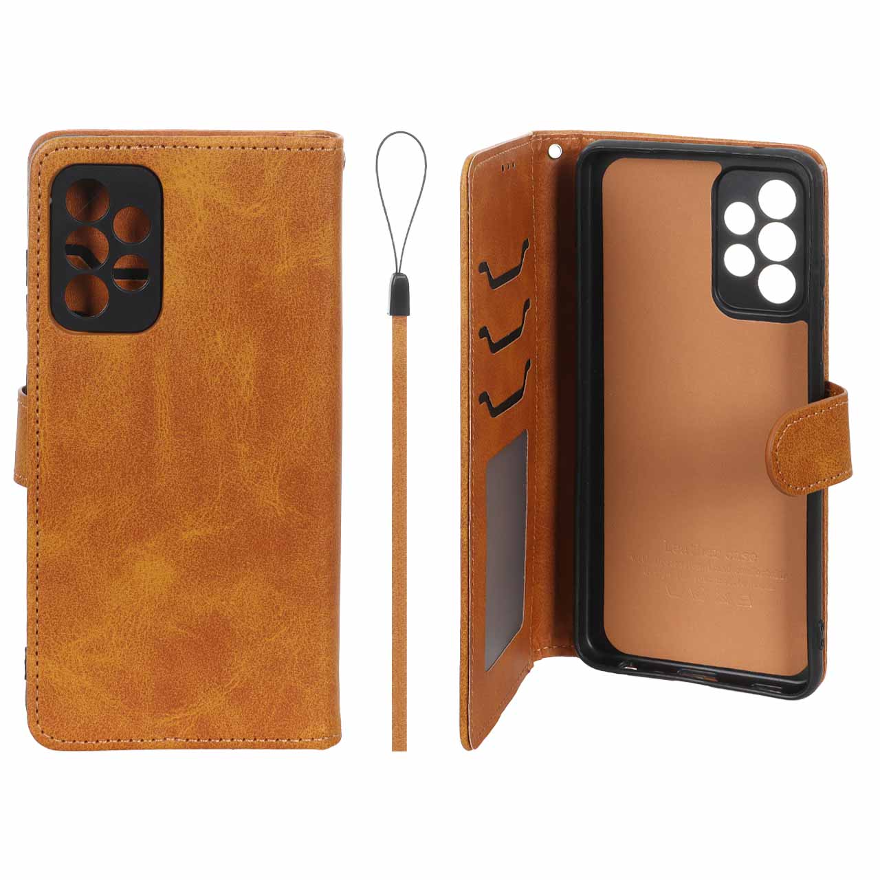 کیف موبایل مگنتی درجه یک داخل خز MNC Plus مدل Samsung Galaxy A52 / A52s - عسلی