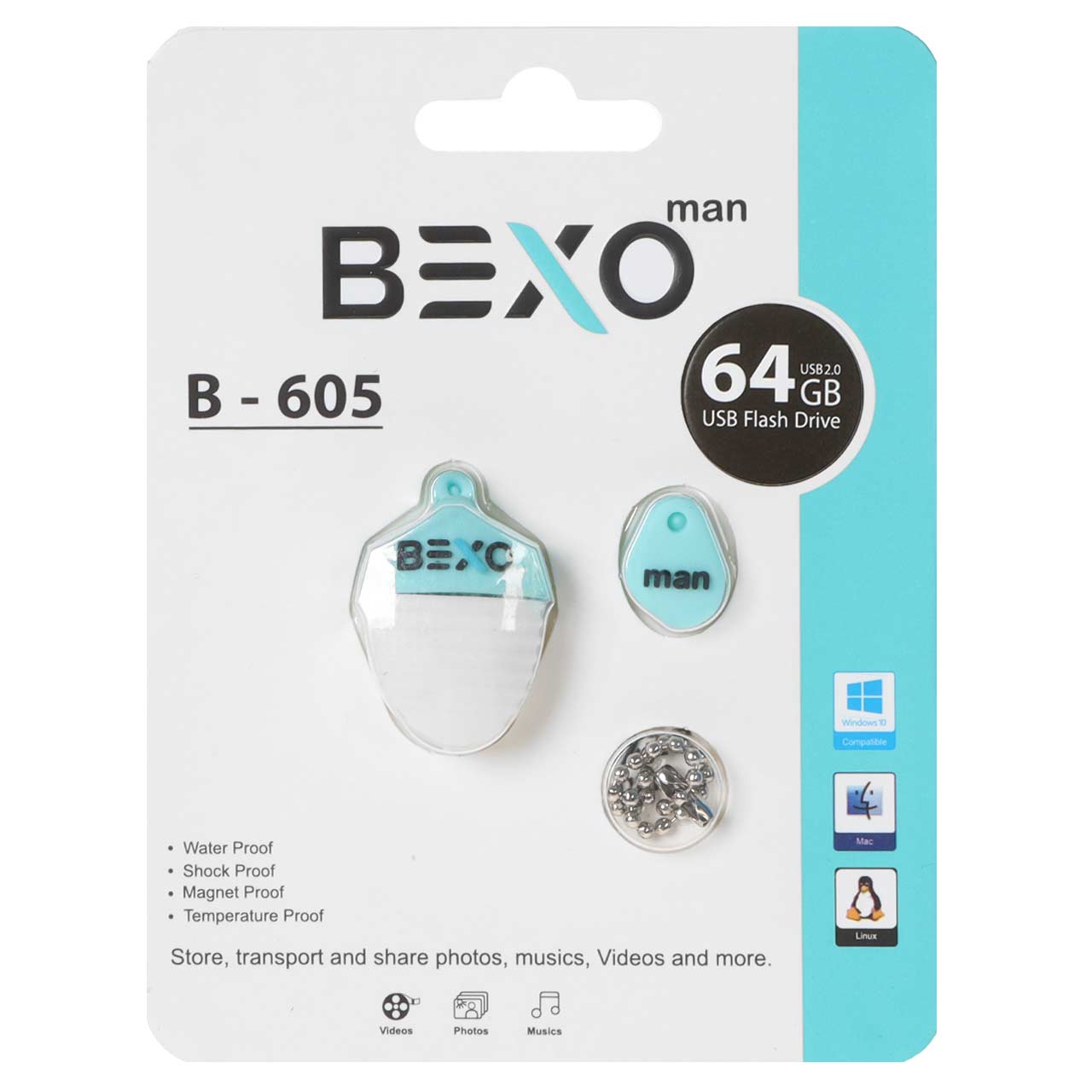 BEXO B-605 USB2.0 Flash Memory-64GB (گارانتی داده پردازی آواتک) آبی روشن