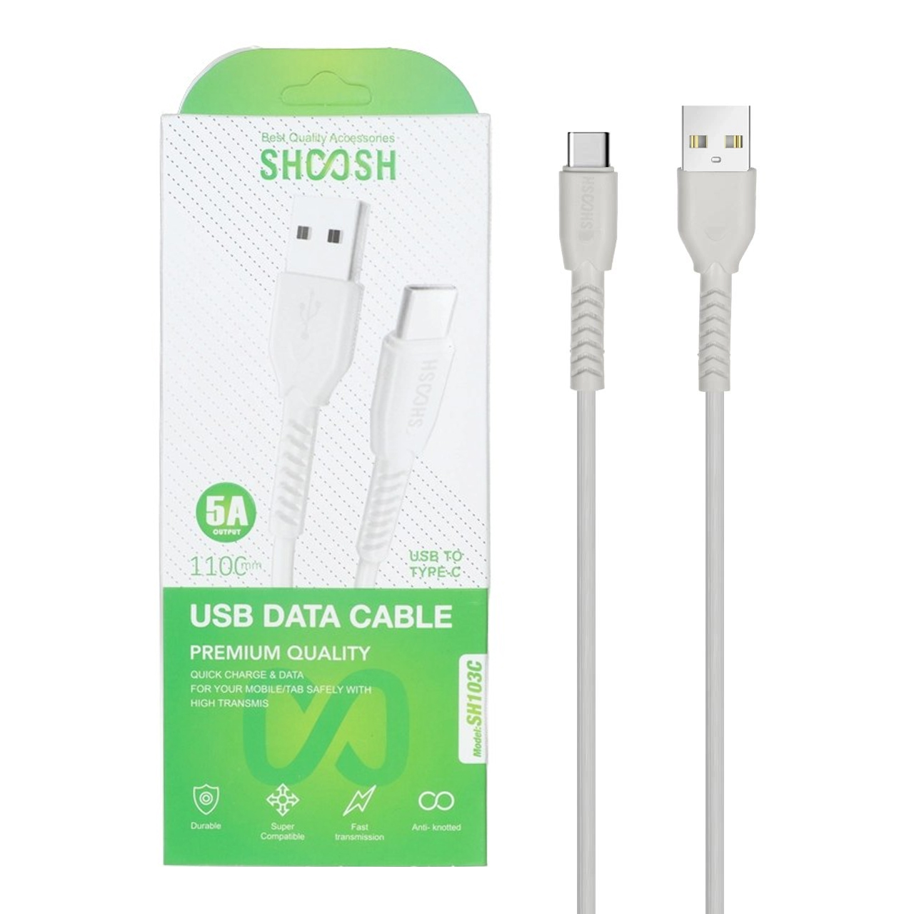 کابل شارژ 1.1 متری فست Shoosh Type-C مدل SH103C - سفید - SMO