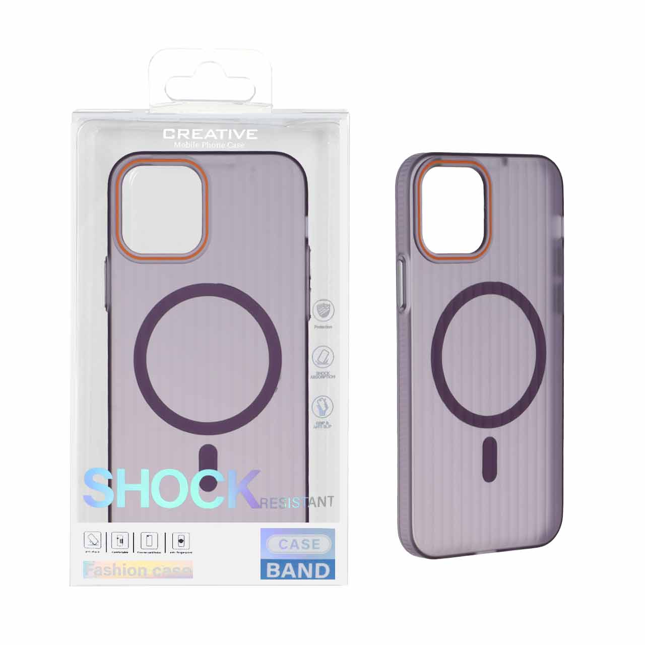 قاب اورجینال کرکره ای مات Magsafe مدل Apple iPhone 12 Pro / iPhone 12 - بنفش (پک دار)