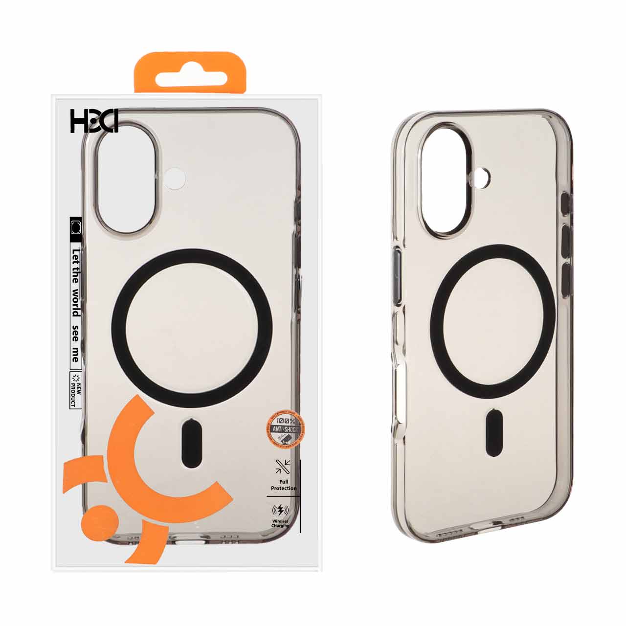 قاب اورجینال HDD شفاف کریستالی MagSafe مدل Apple iPhone 16 - مشکی (پک دار)