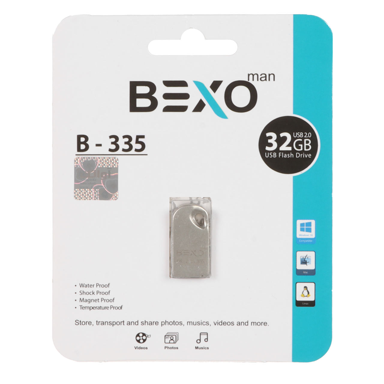 BEXO B-335 USB2.0 Flash Memory - 32GB (گارانتی داده پردازی آواتک) نقره ای