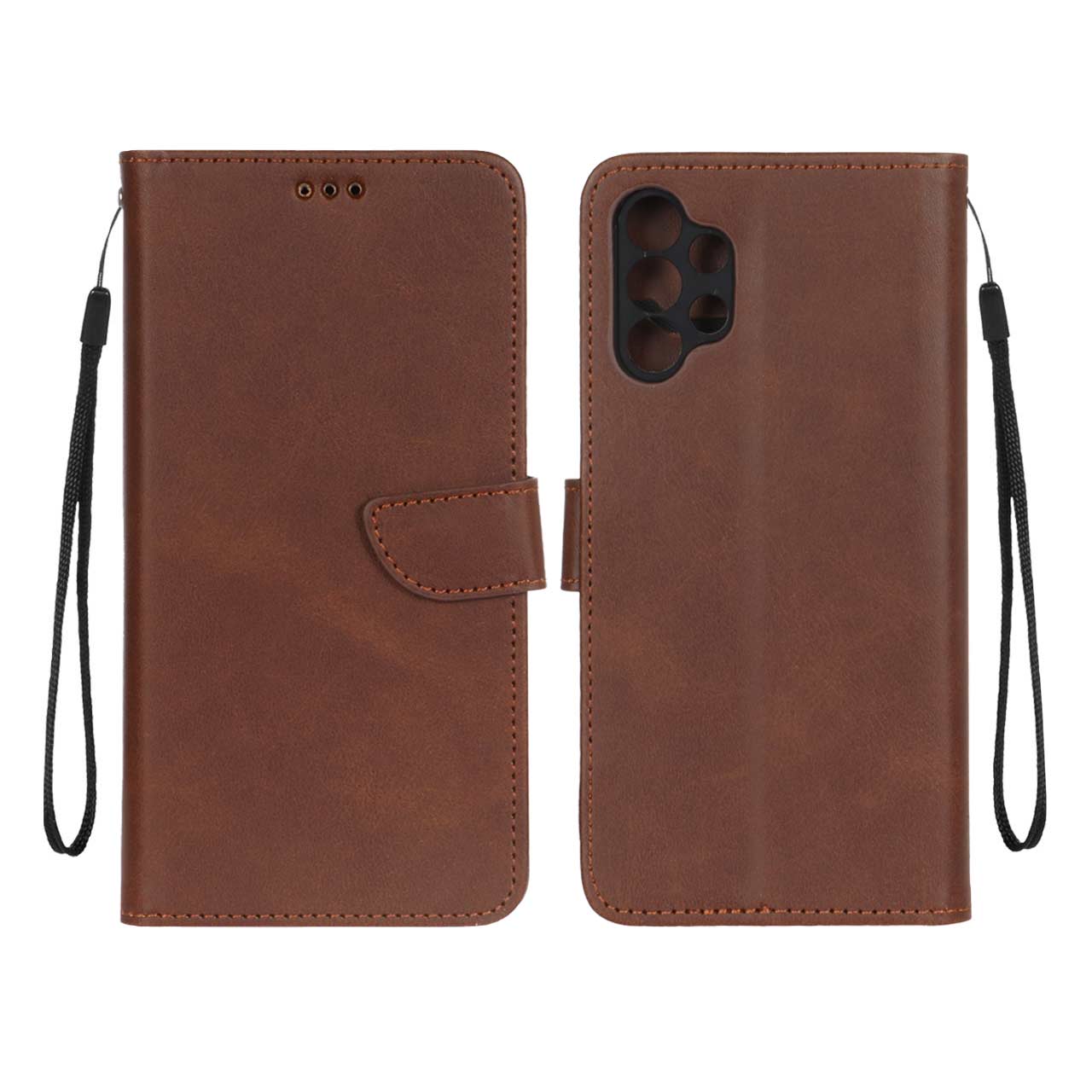 کیف چرمی موبایل مگنتی محافظ لنزدار Samsung Galaxy A32 4G - قهوه ای