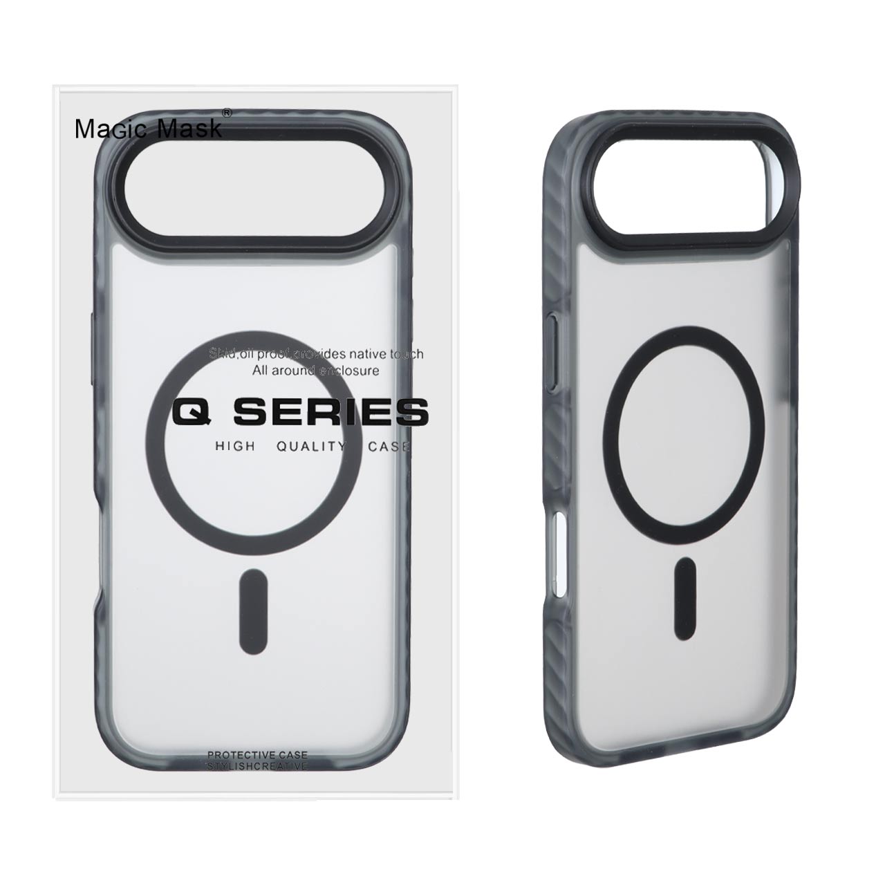 قاب Q Series مات Magsafe دور هاشور Apple iPhone 17 Air - مشکی (پک دار)