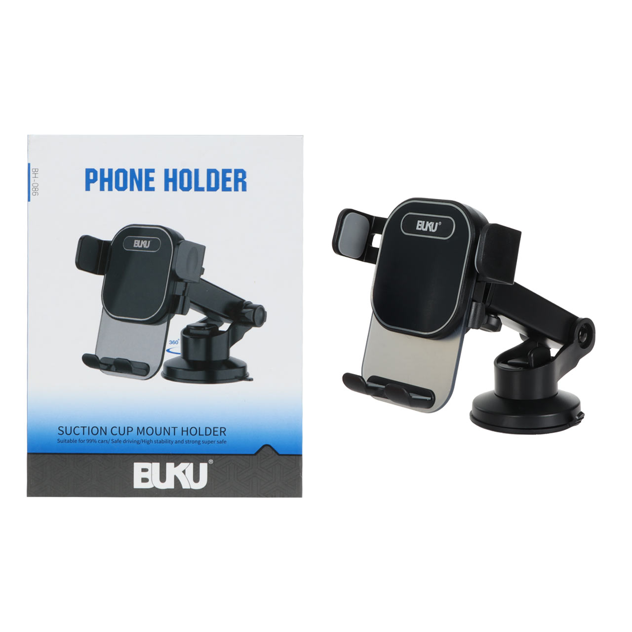 هولدر گوشی موبایل پایه دار BUKU مدل BH-086 - مشکی - MMS (گارانتی شش ماهه YA)