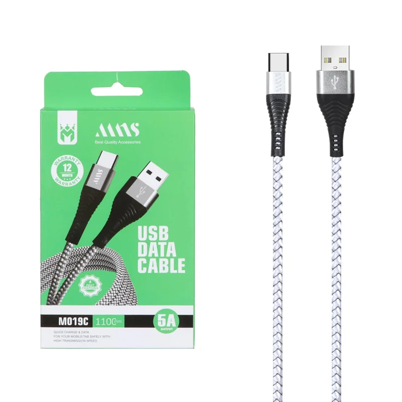 کابل شارژ فست 1.1 متری MNS Type-C مدل M019C - نقره ای - SMO
