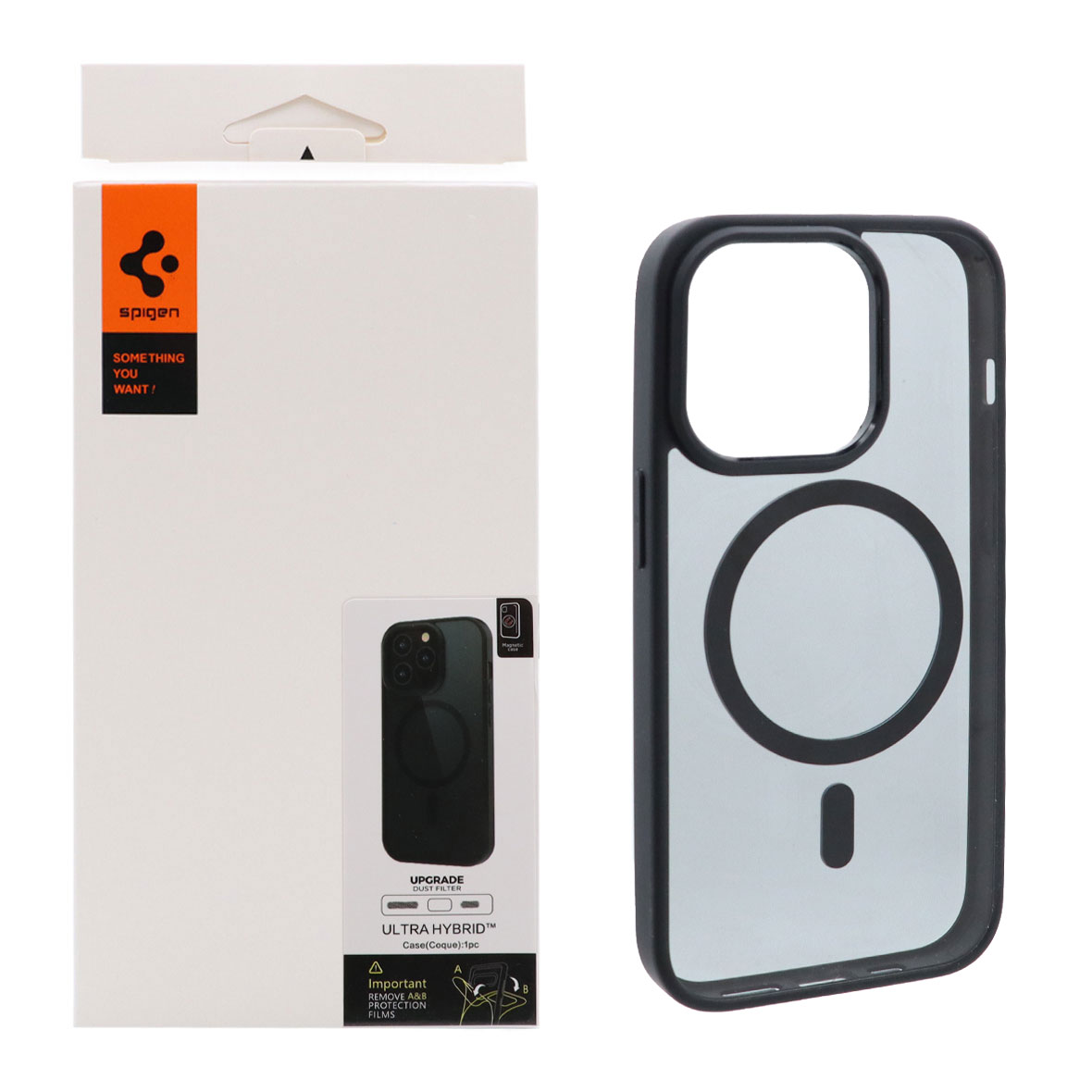 قاب اورجینال Magsafe Spigen با توری اسپیکر فلزی Apple iPhone 14 Pro - مشکی (پک دار)