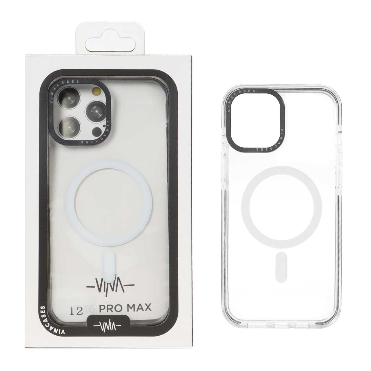 قاب اورجینال Vina شفاف Magsafe مدل Apple iPhone 12 Pro Max - مشکی (پک دار)