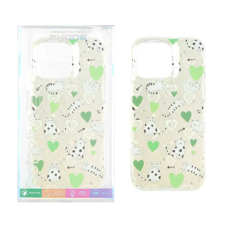 قاب هولوگرامی قلبی پشت سخت دور ژله ای Apple iPhone 16 Pro Max - طرح 99 (پک دار)