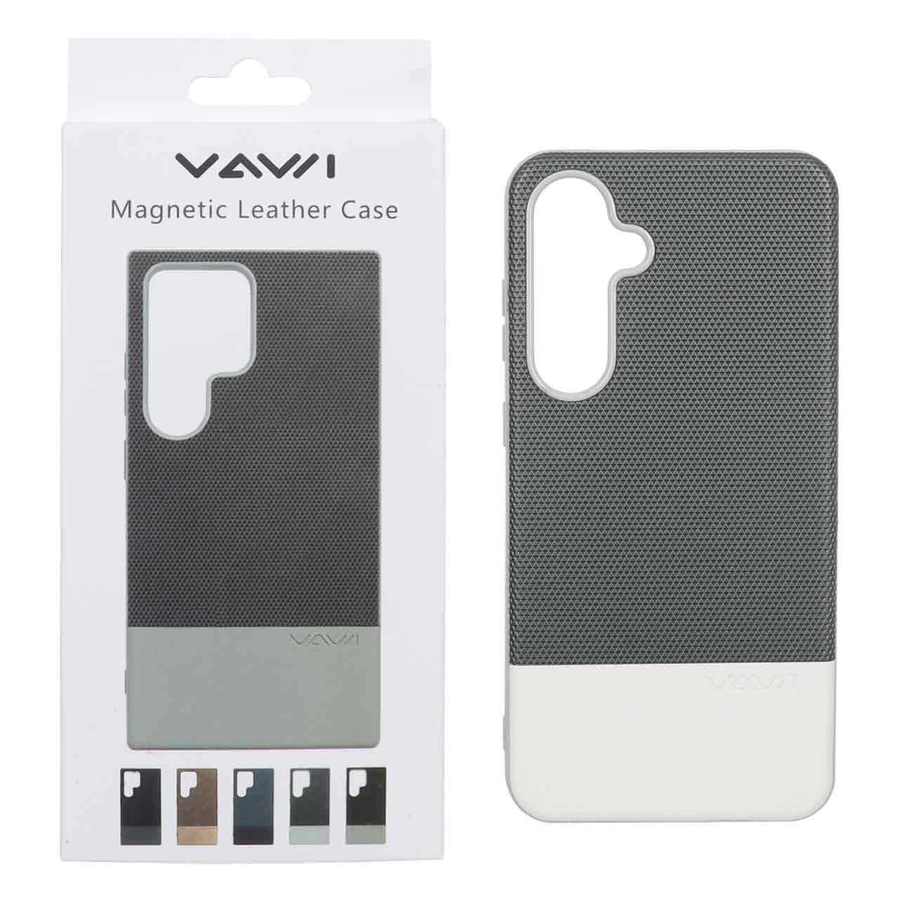 قاب Vawi چرمی دو تکه MagSafe مدل Samsung Galaxy S24 FE - کرم (پک دار)