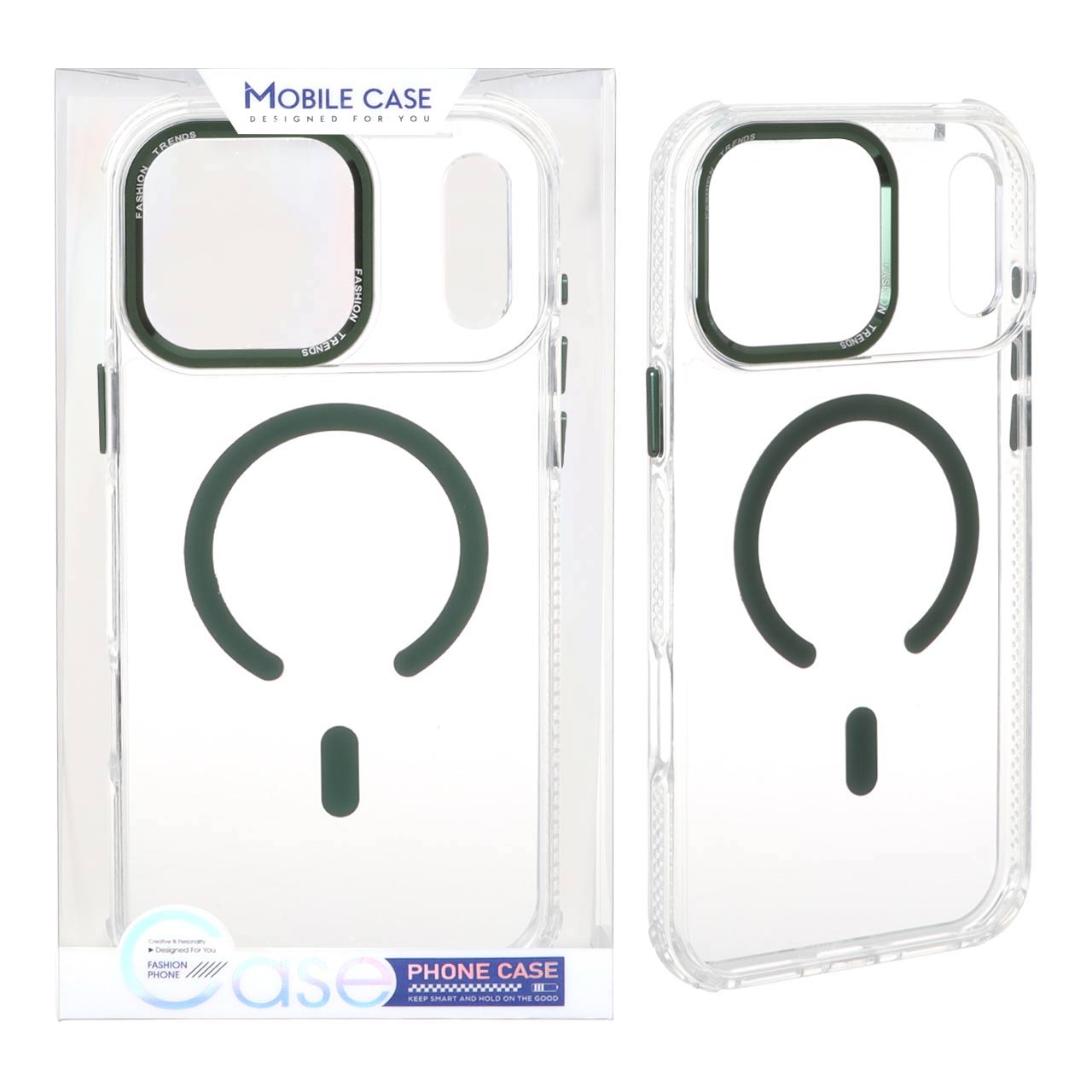 قاب اورجینال Fashion Trends شفاف پشت سخت MagSafe مدل Apple iPhone 17 Pro - سبز (پک دار)