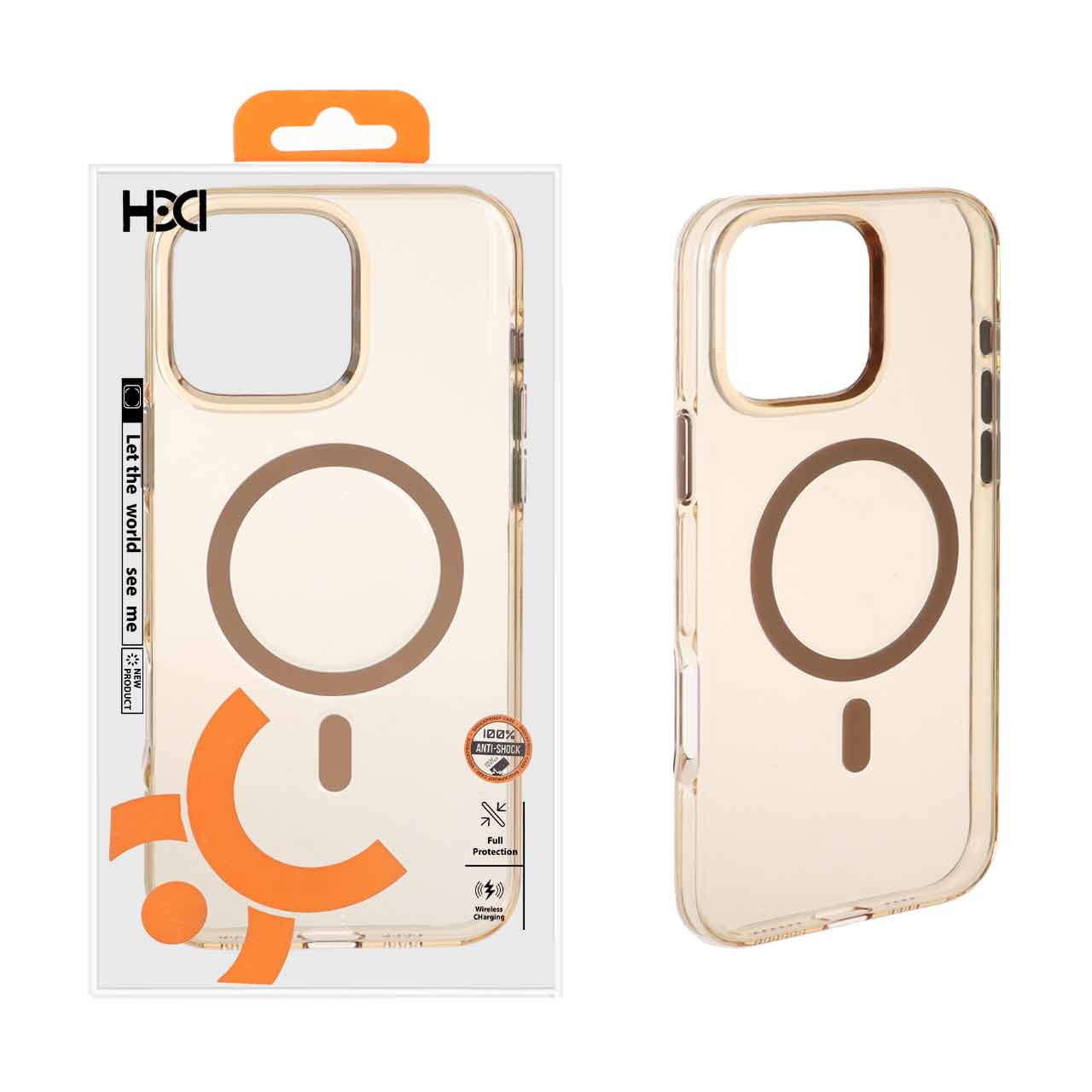 قاب اورجینال HDD شفاف کریستالی MagSafe مدل Apple iPhone 16 Pro Max - صحرایی (پک دار)