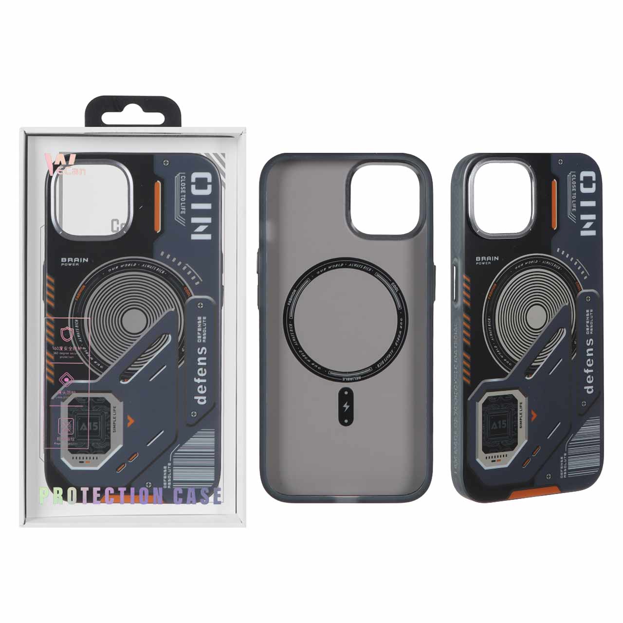قاب Wecan طرح الکترونیک Defens مدل Apple iPhone 13 / iPhone 14 - مشکی (پک دار)