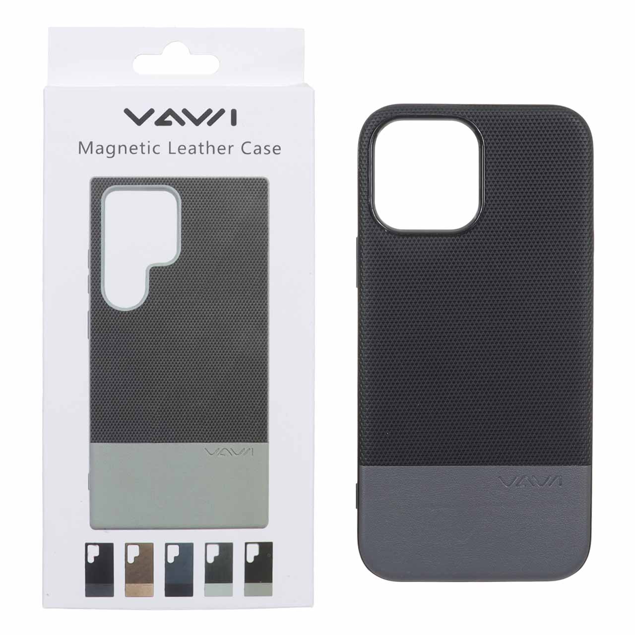 قاب Vawi چرمی دو تکه MagSafe مدل Apple iPhone 13 Pro Max - مشکی (پک دار)