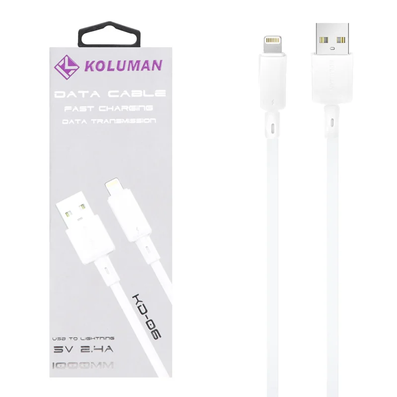 کابل شارژ فست آیفون Koluman مدل KD-06 - سفید (گارانتی یکساله PMC)