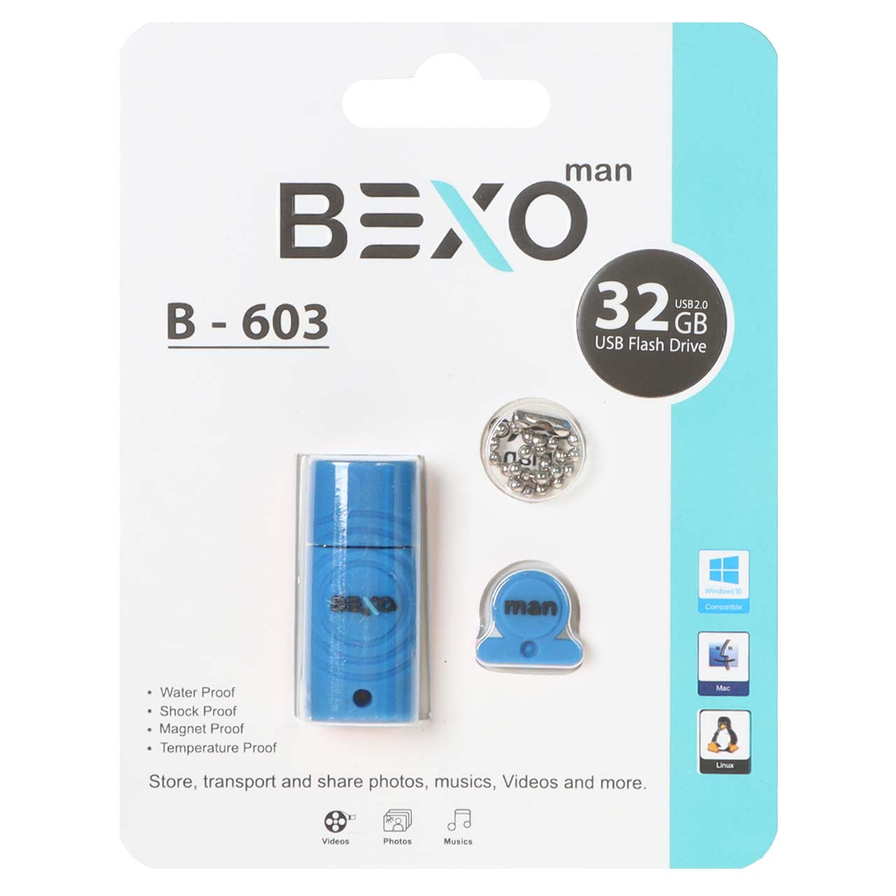 BEXO B-603 USB2.0 Flash Memory-32GB (گارانتی داده پردازی آواتک) آبی کاربنی