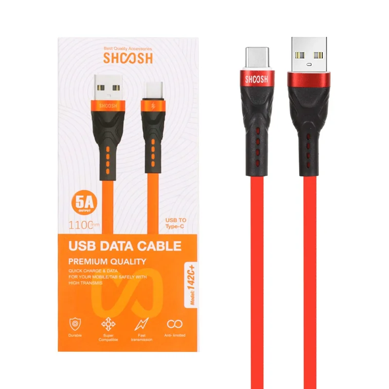 کابل شارژ 1.1 متری فست Shoosh Type-C مدل +SH142C - قرمز - SMO