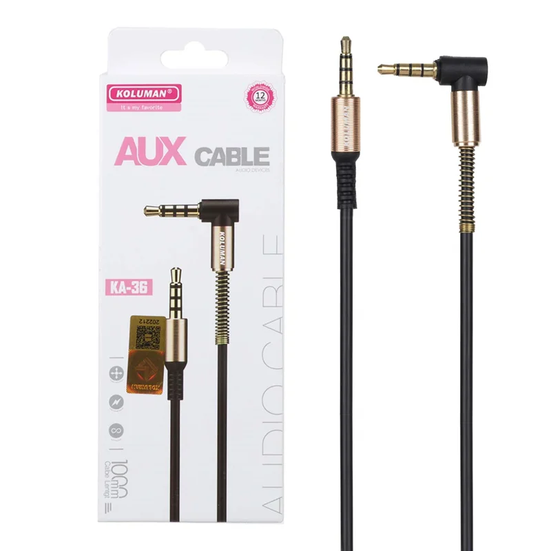 کابل AUX Koluman مدل KA-36 - مشکی طلایی (گارانتی یکساله PMC)