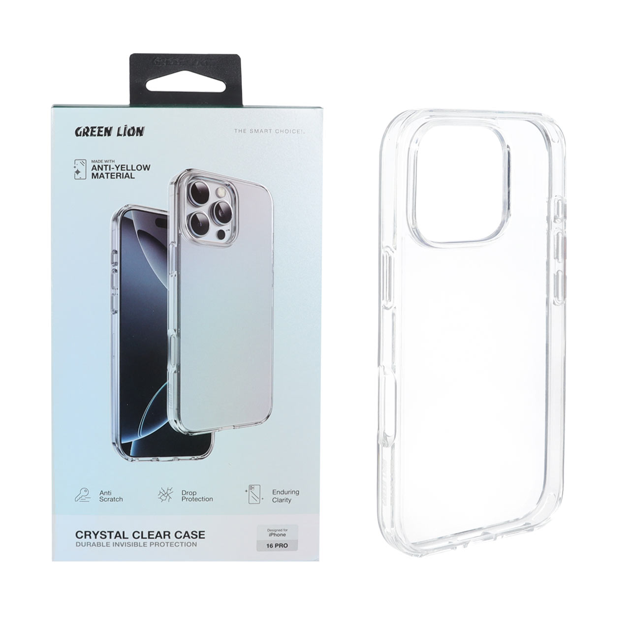 قاب اورجینال Green Lion پشت سخت Crystal Clear مدل SApple iPhone 16 Pro - شفاف (پک دار)