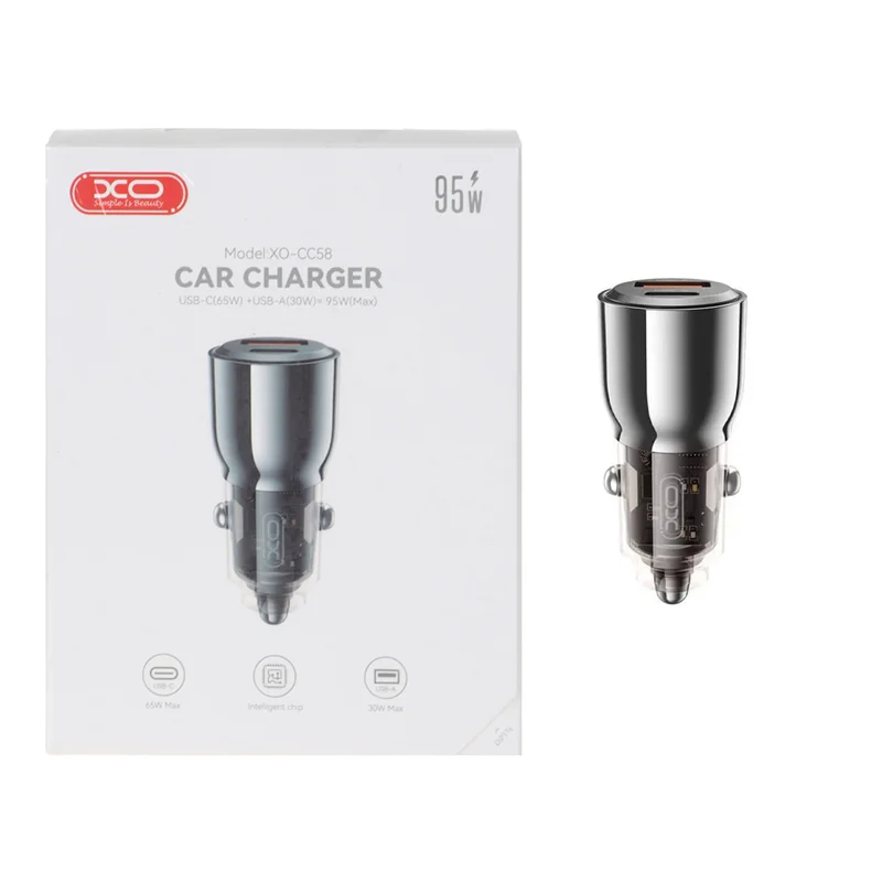 شارژر فندکی PD و فست دو پورت XO مدل XO-CC58 95W - مشکی