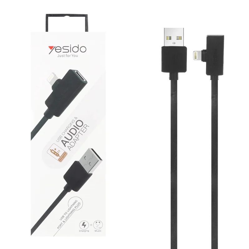 کابل شارژ 1.2 متری فست آیفون Yesido مدل YAU-03 - مشکی