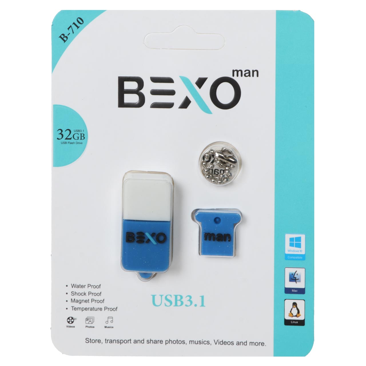 BEXO B-710 USB3.1 Flash Memory-32GB (گارانتی داده پردازی آواتک) آبی کاربنی