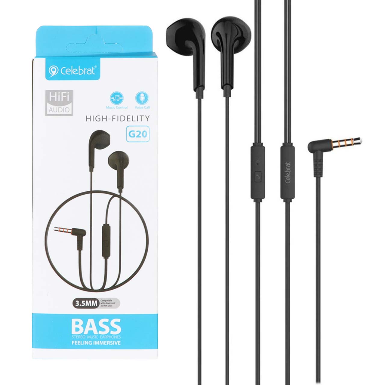 هندزفری با سیم Celebrat مدل G20 - مشکی - RYL