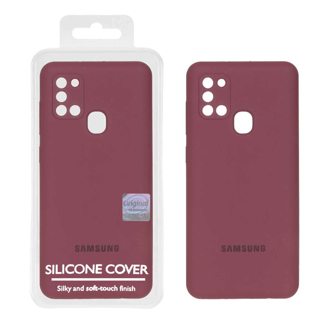 قاب سیلیکونی پاک کنی اورجینال Master Quality مدل Samsung Galaxy A21s - زرشکی (پک دار)