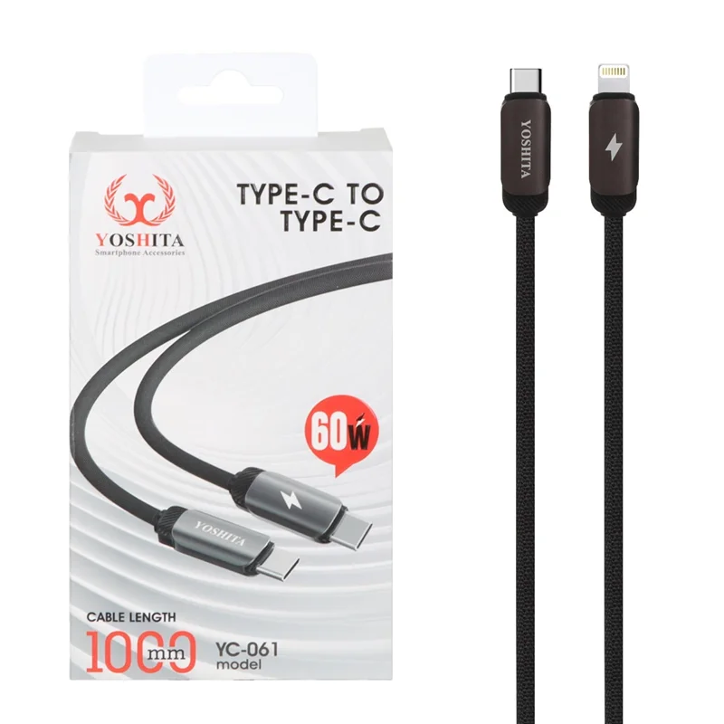 کابل شارژ فست Yoshita Type-C To Lightning مدل YC-061 27W - مشکی - MMS