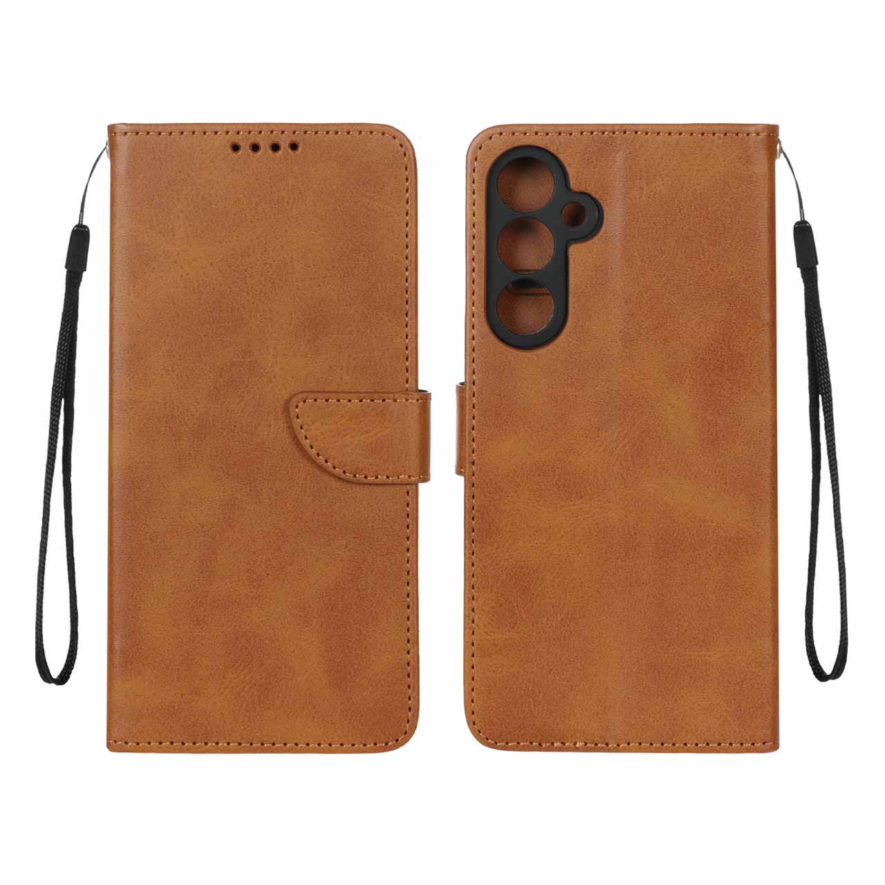 کیف چرمی موبایل مگنتی محافظ لنزدار Samsung Galaxy A35 - عسلی