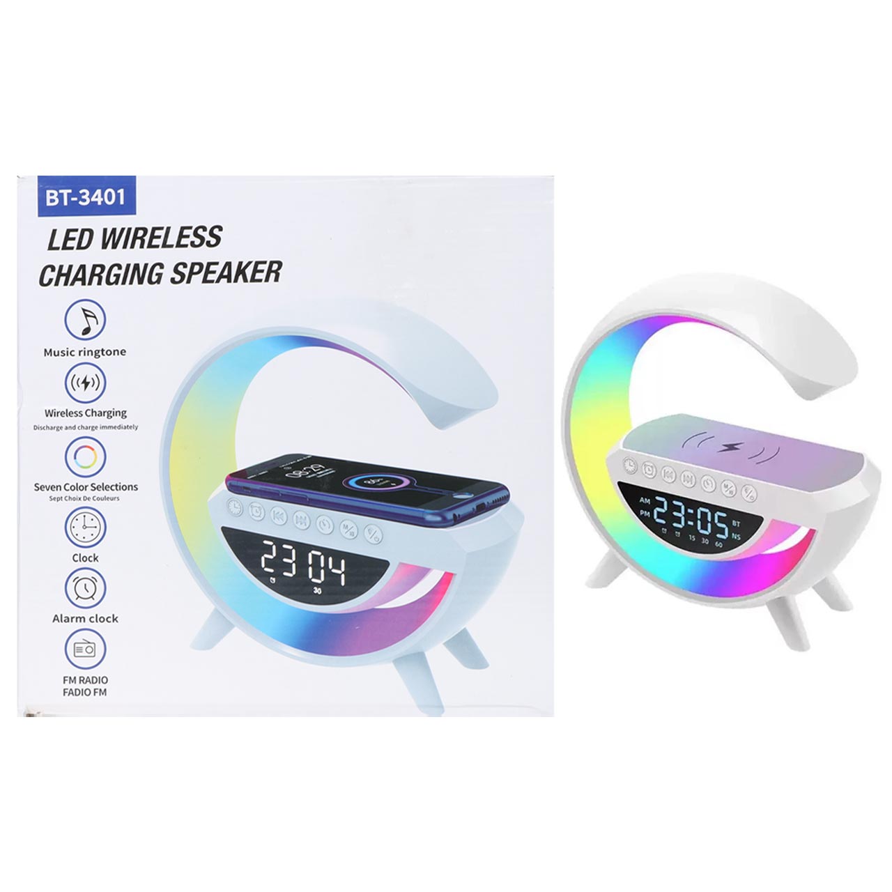 شارژر وایرلس و اسپیکر چراغ دار مدل BT 3401