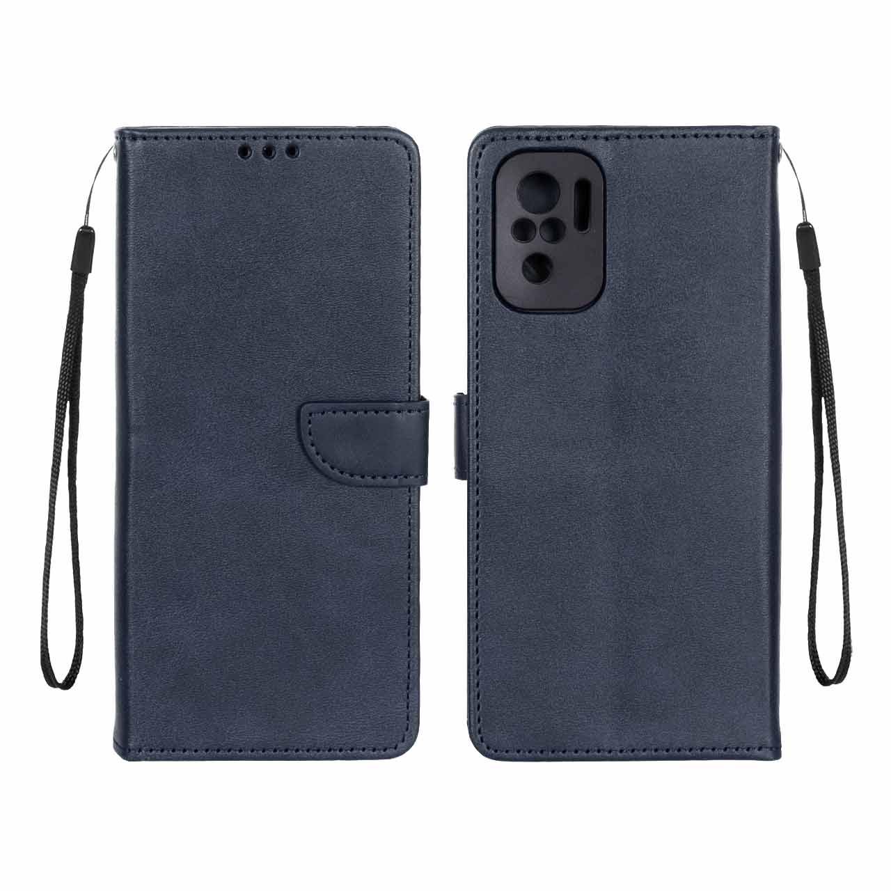 کیف چرمی موبایل مگنتی محافظ لنزدار Xiaomi Redmi Note 10 4G / Redmi Note 10S / Poco M5S - سرمه ای