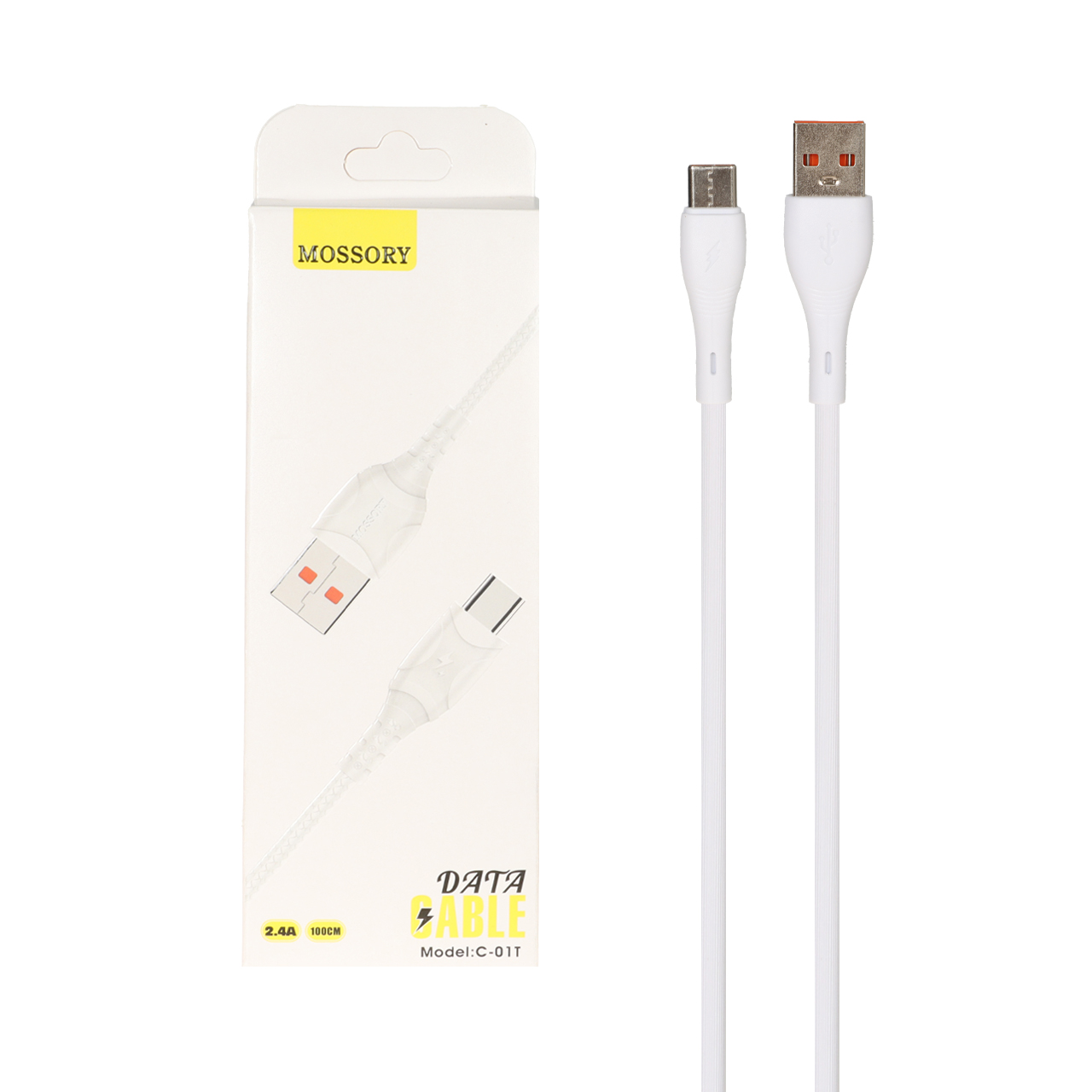 کابل شارژ فست MOSSORY Type-C مدل C-01T - سفید - YSP