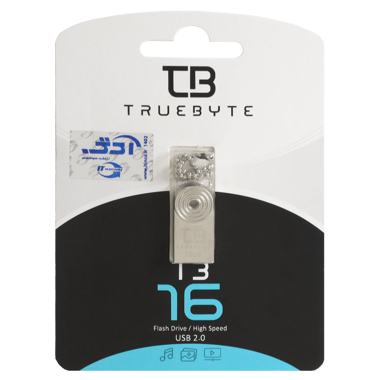 Truebyte T3 USB2.0 Flash Memory - 16GB (گارانتی مادام العمر شرکت آی تین) نقره ای