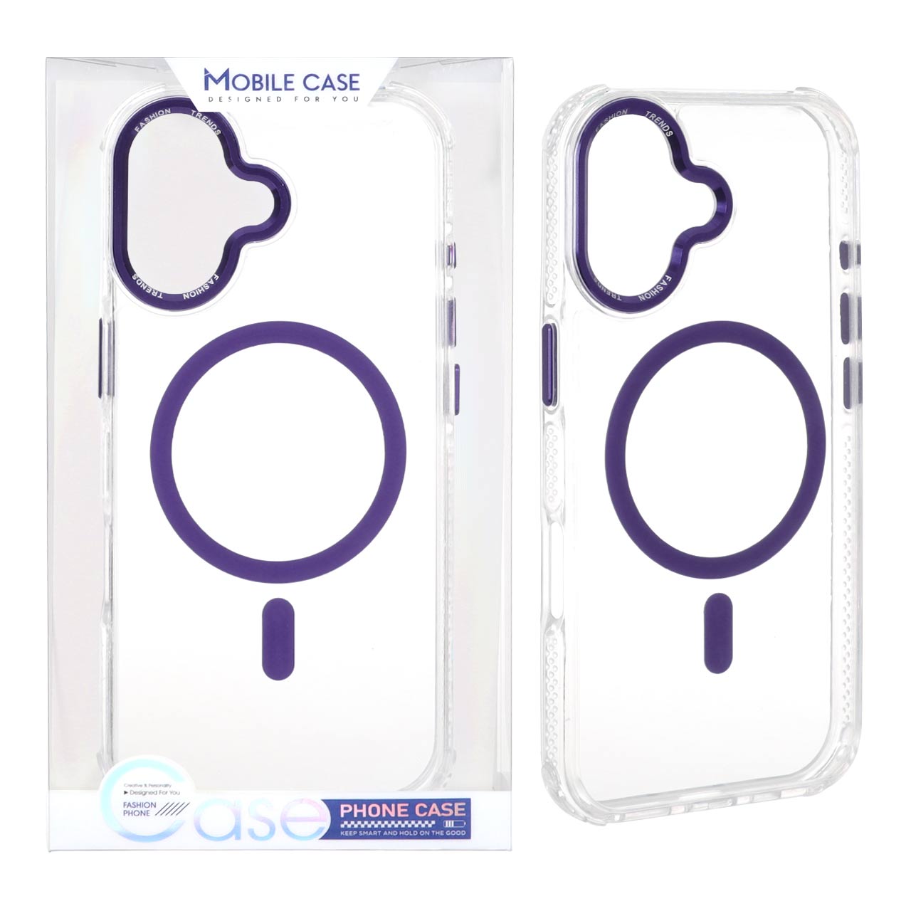 قاب اورجینال Fashion Trends شفاف پشت سخت MagSafe مدل Apple iPhone 17 - بنفش (پک دار)