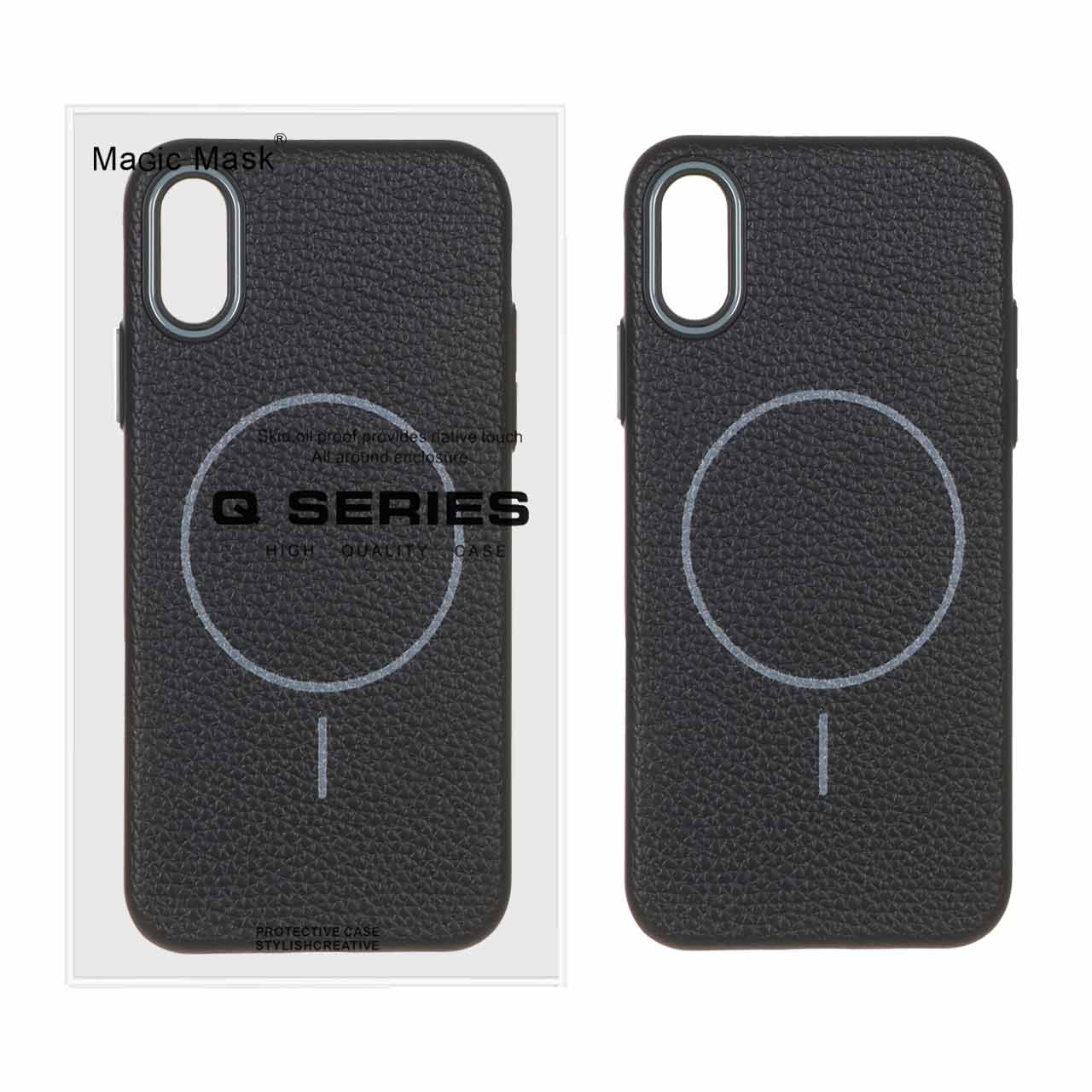 قاب اورجینال Magic Mask طرح چرم Magsafe مدل Apple iPhone X / iPhone XS - مشکی (پک دار)
