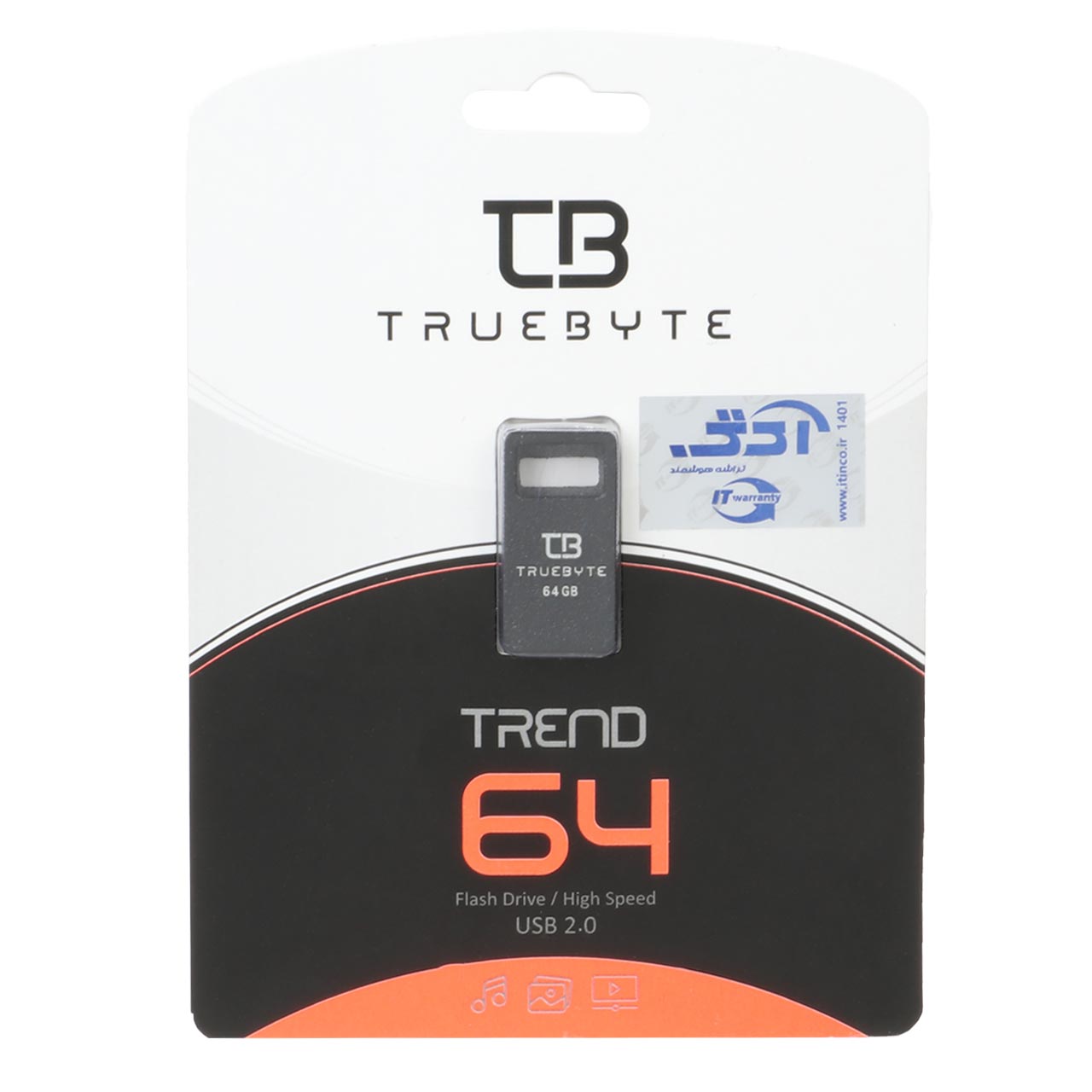 TRUEBYTE TREND USB2.0 Flash Memory-64GB مشکی (گارانتی مادام العمر شرکت آی تین)