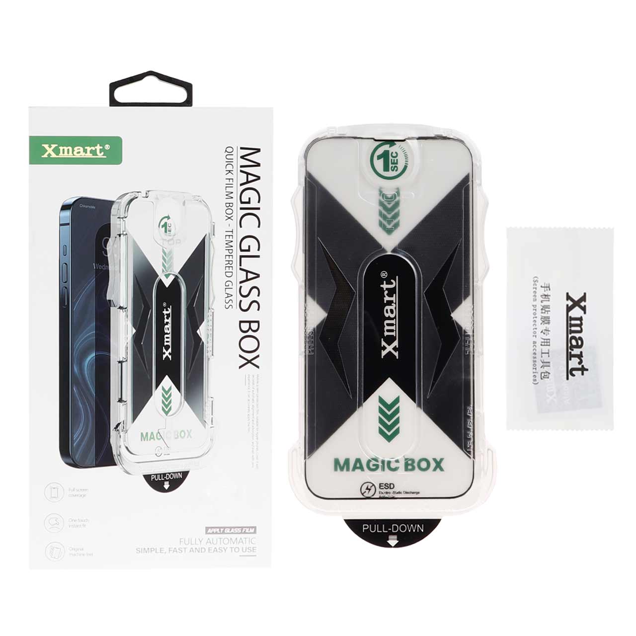 محافظ صفحه نمایش شیشه ای اورجینال XMART - Magic Glass Box مدل Apple iPhone 13 / iPhone 13 Pro / iPhone 14 / 16e (پک دار)