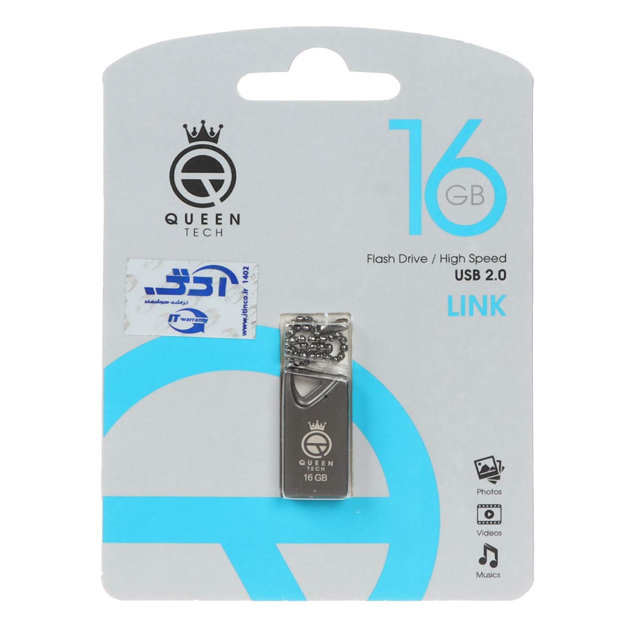Queen Link USB2.0 Flash Memory - 16GB مشکی (گارانتی مادام العمر شرکت آی تین)