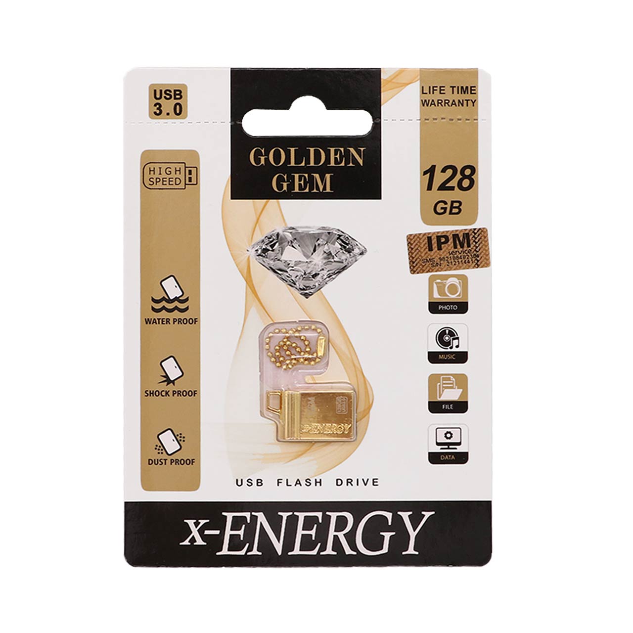 X-ENERGY Golden Gem USB3.0 Flash Memory-128GB