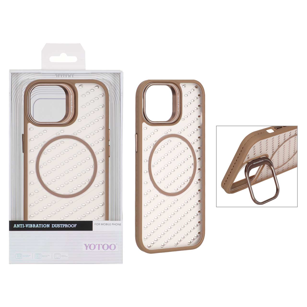 قاب اورجینال Yotoo مات MagSafe استندشو Apple iPhone 15 / iPhone 14 / iPhone 13 - صحرایی (پک دار) - NTC