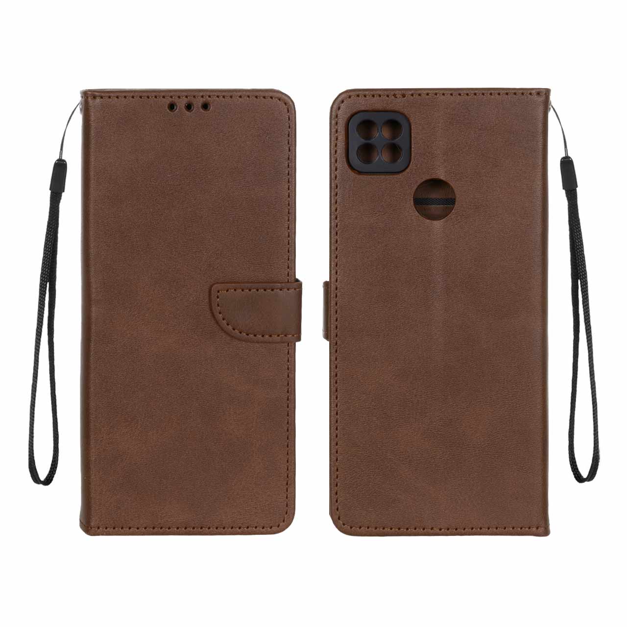 کیف چرمی موبایل مگنتی محافظ لنزدار Xiaomi Redmi 10A / Redmi 9C / Poco C31 - قهوه ای