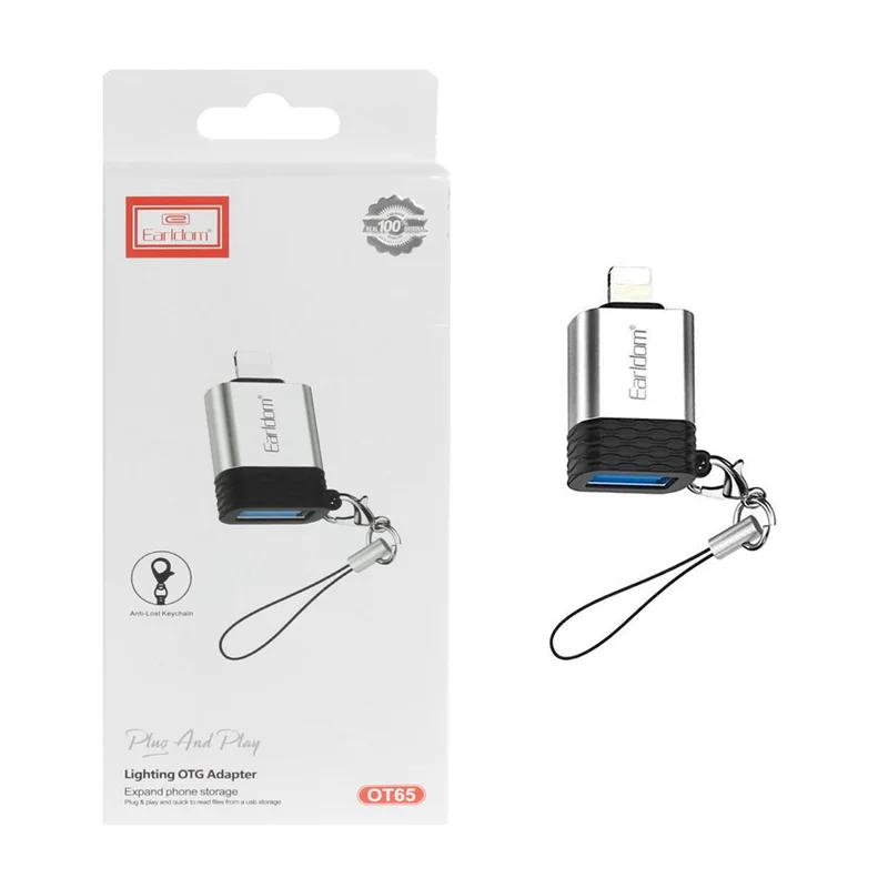 تبدیل Earldom USB TO Lightning مدل ET-OT65 - نقره ای