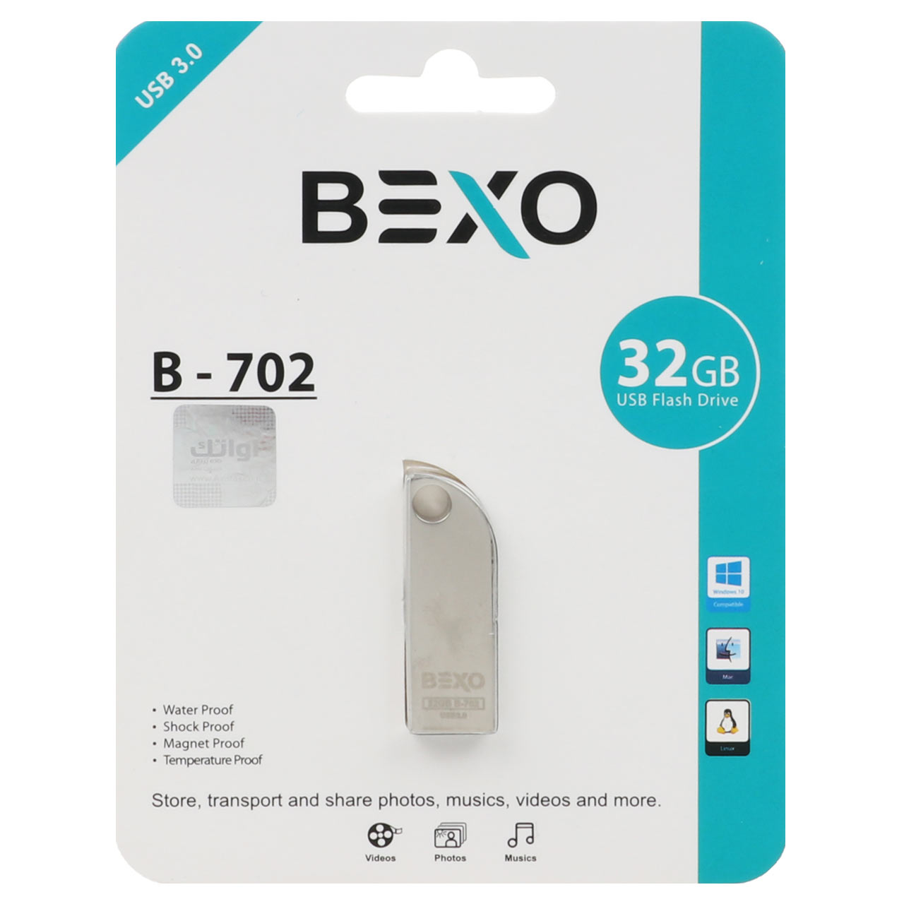 BEXO B-702 USB3.0 Flash Memory-32GB (گارانتی داده پردازی آواتک) نقره ای