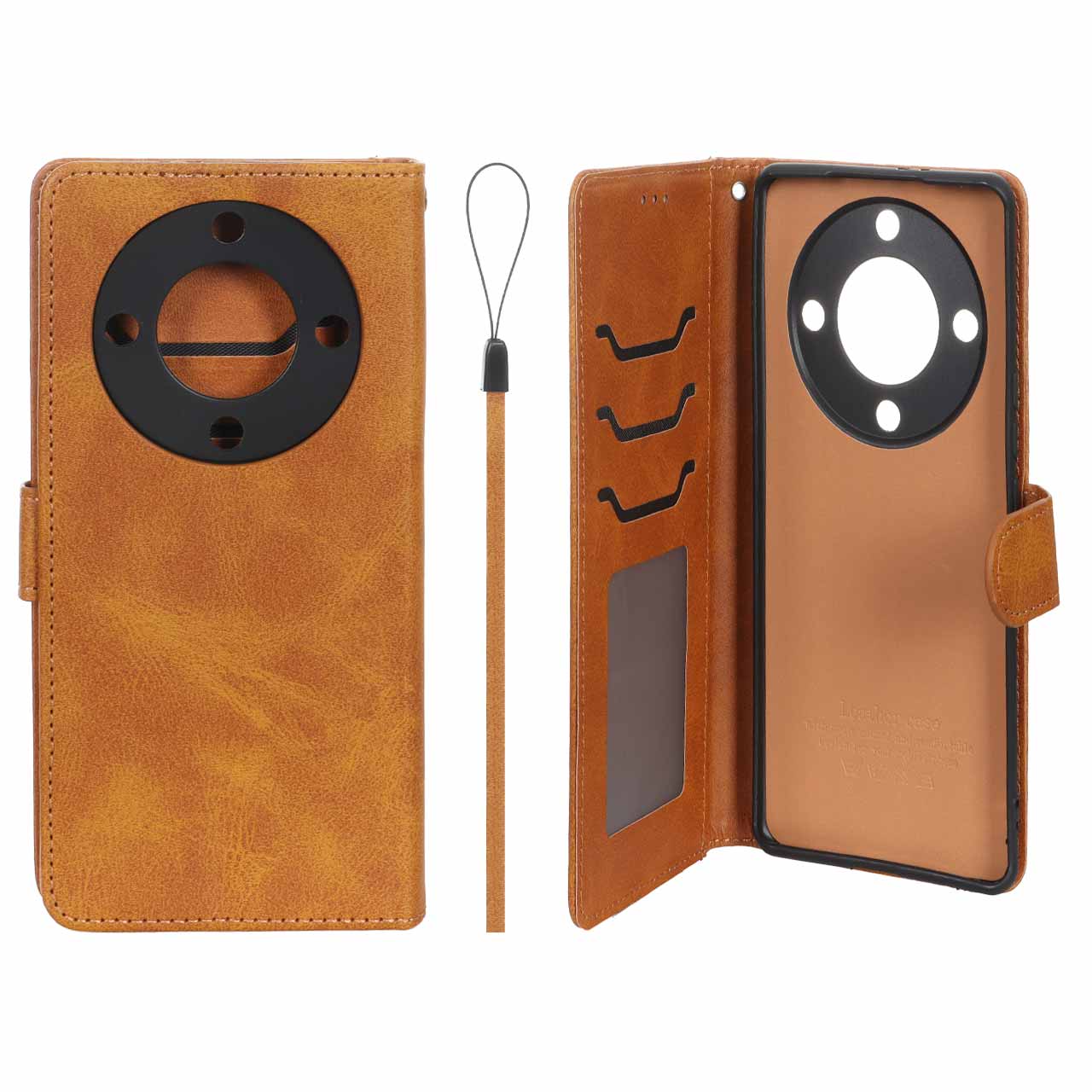 کیف موبایل مگنتی درجه یک داخل خز MNC Plus مدل Honor X9a - عسلی