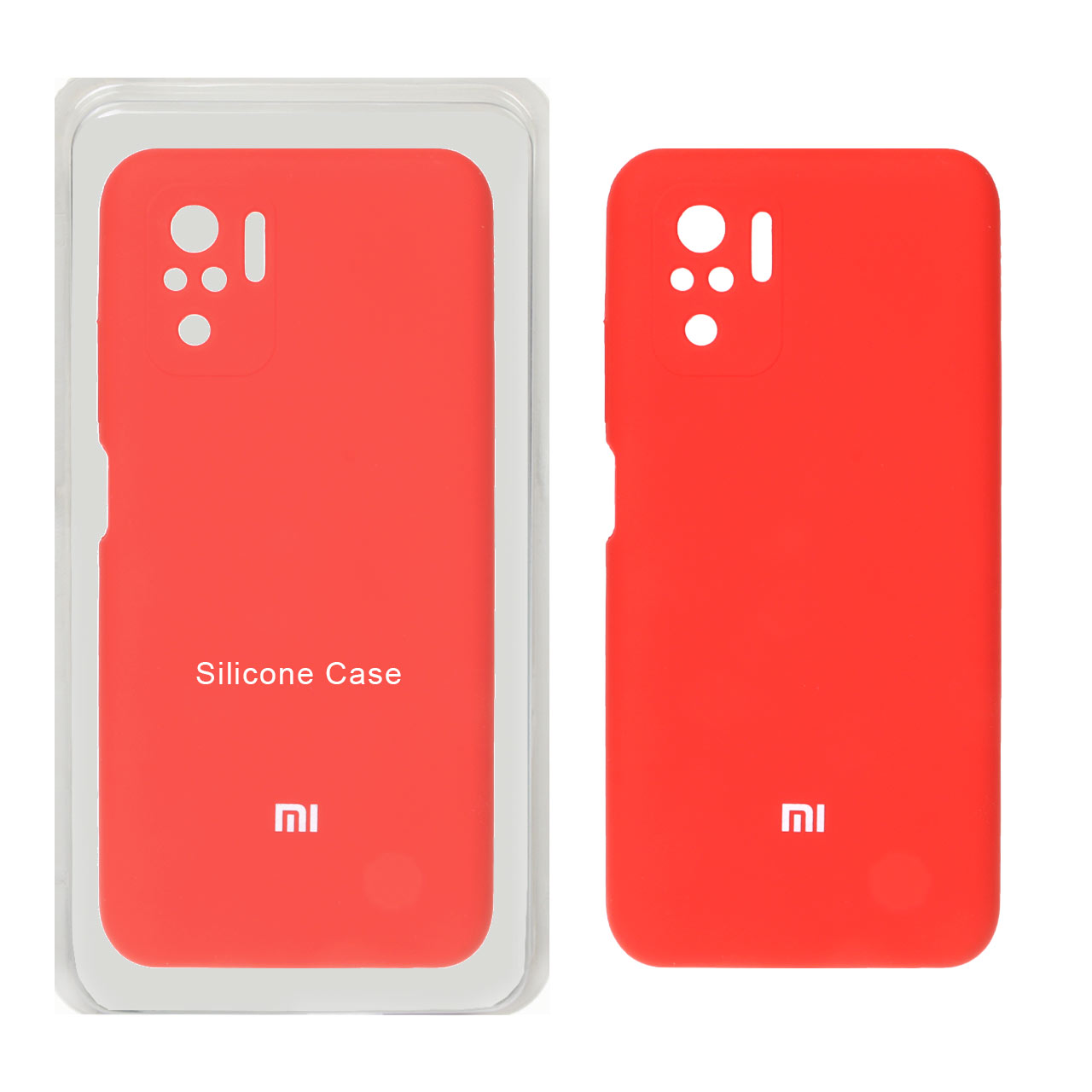 قاب سیلیکونی پاک کنی محافظ لنزدار اورجینال Xiaomi Redmi Note 10 4G / Redmi Note 10S / Poco M5S - قرمز (پک اصلی)