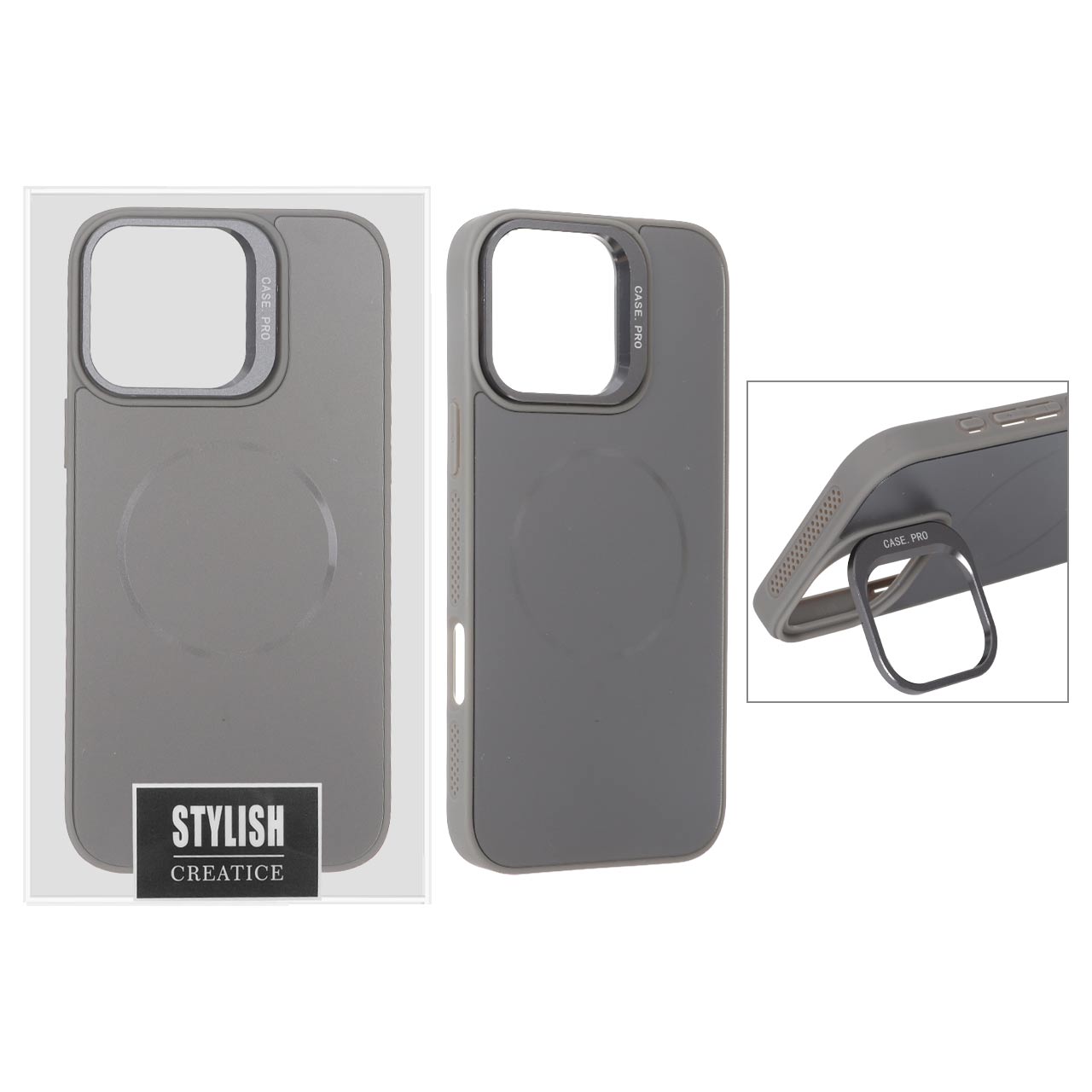 قاب اورجینال PVD Case Pro استندشو MagSafe مدل Apple iPhone 16 Pro Max - خاکستری (پک دار)