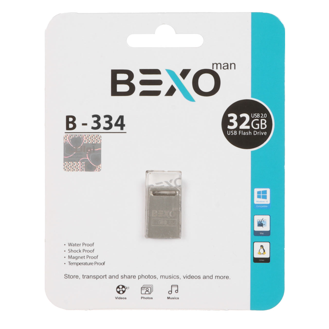 BEXO B-334 USB2.0 Flash Memory - 32GB (گارانتی داده پردازی آواتک) نقره ای